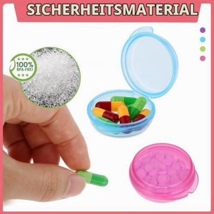4x Kleine Pillendose - Tragbarer Pillen-Organizer für Reisen