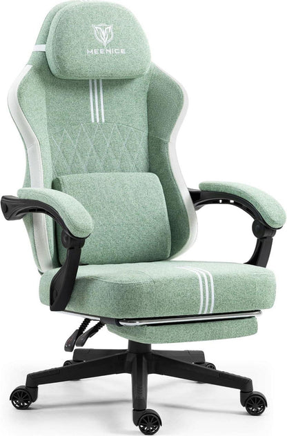 Gaming Stuhl Stoff Taschenfederkissen Kühlung Gel Massage Fußstütze