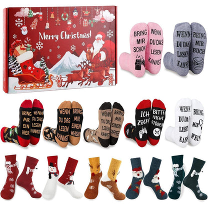 Adventskalender Damen 2024 Kuschelsocken Lustige