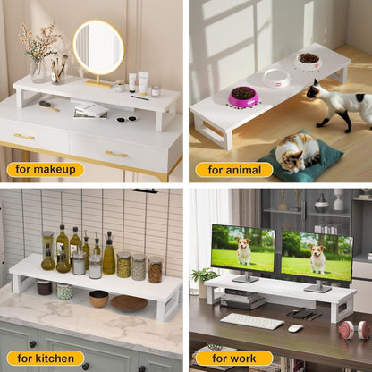 Monitorerhöhung für 2 Monitore, Weiß, 91x26cm
