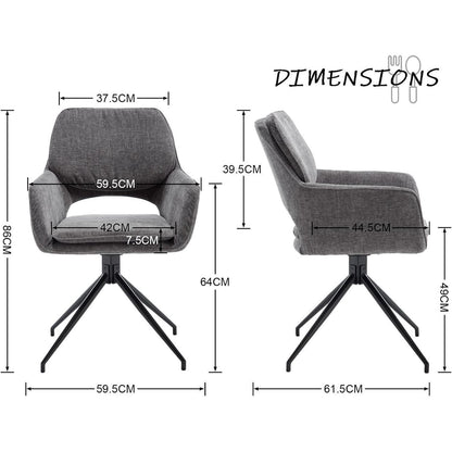 Esszimmerstühle Set Grau, 360° Drehstühle, Chenille & Komfort