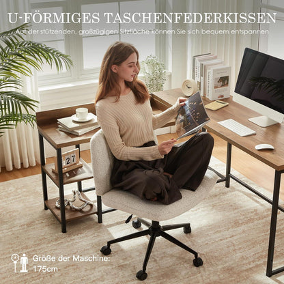 Weißer Dowinx Bürostuhl mit Feststellrädern, Taschenfederkissen & verstellbarer