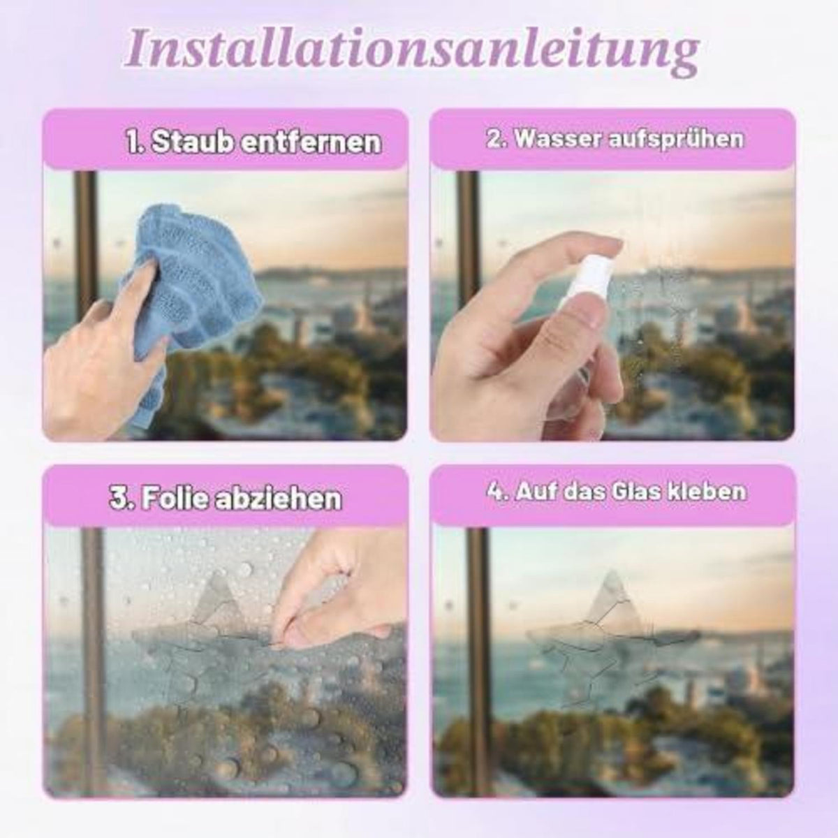 84x Prisma Fensteraufkleber Sterne – Anti-Vogel & Suncatcher