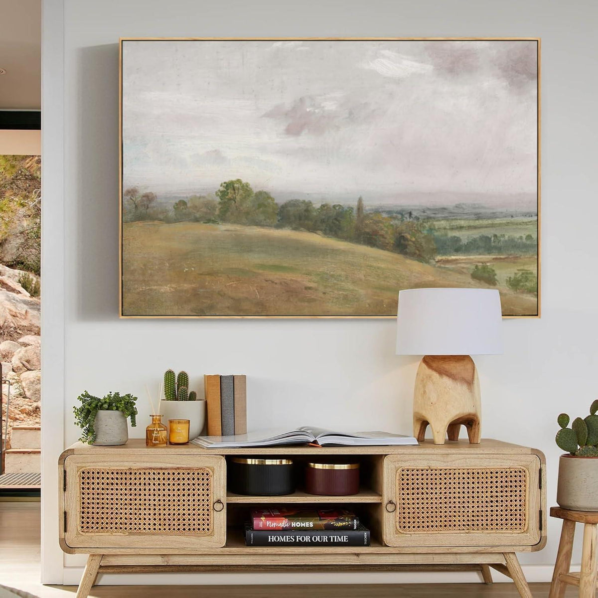 Vintage Leinwandbild mit Holzrahmen, 50x75 cm Himmel & Wiesen