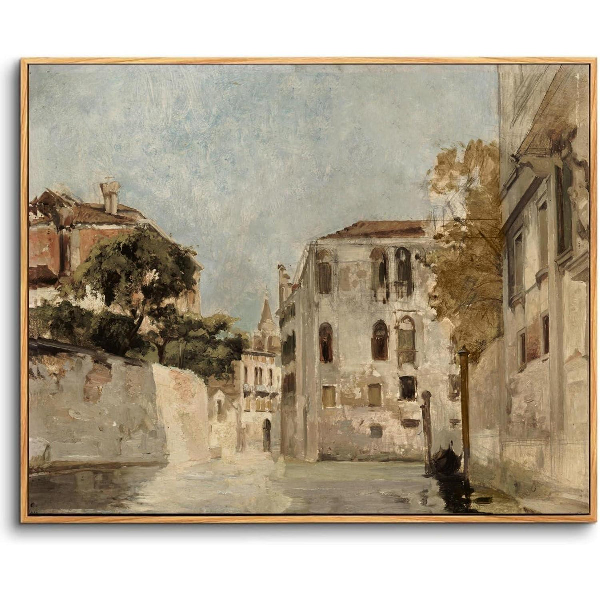 Vintage Venedig Leinwandbild mit Holzrahmen 50x75 cm