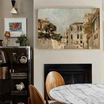 Vintage Venedig Leinwandbild mit Holzrahmen 50x75 cm