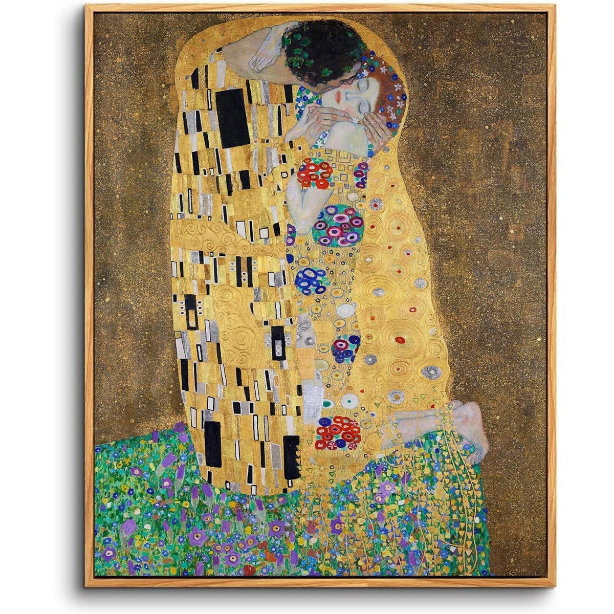 Vintage Leinwandbild "Der Kuss" mit Holzrahmen 50x75 cm