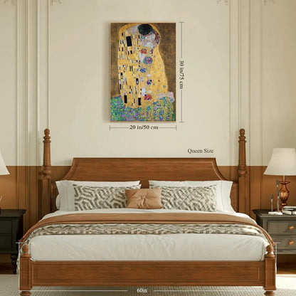 Vintage Leinwandbild "Der Kuss" mit Holzrahmen 50x75 cm