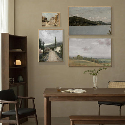 Vintage Leinwandbilder mit Holzrahmen 40x60 cm Landschaft Gemälde