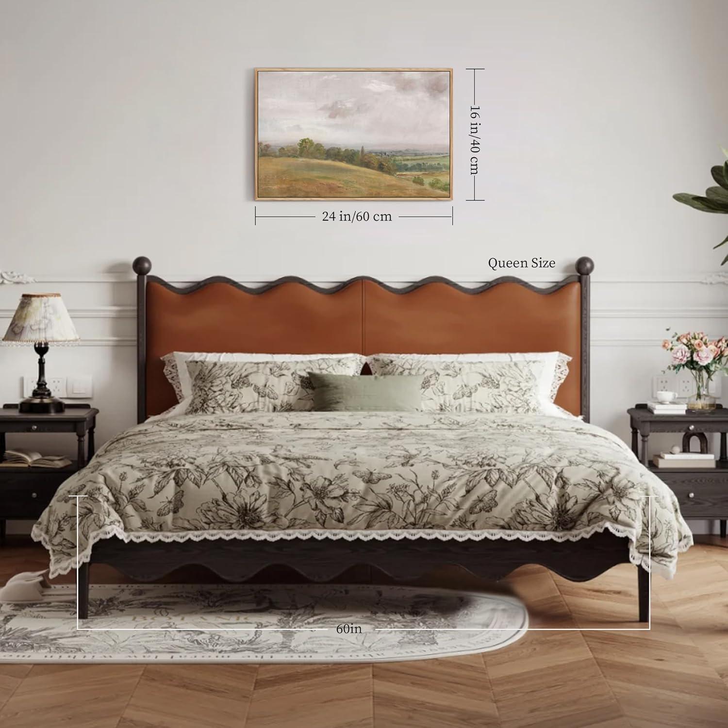 Vintage Leinwand Bilder mit Holzrahmen 40x60cm Wanddeko Gemälde Himmel Wiesen