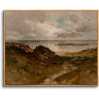 Vintage Meereslandschaft Leinwandbild mit Holzrahmen 50x75 cm