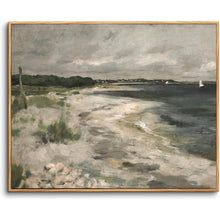 Vintage Leinwandbild Küstenlandschaft mit Holzrahmen 40x60 cm