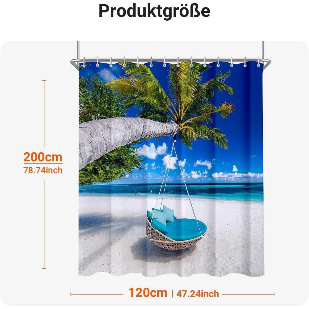 Strand Duschvorhang 120x200cm wasserabweisend mit Ösen