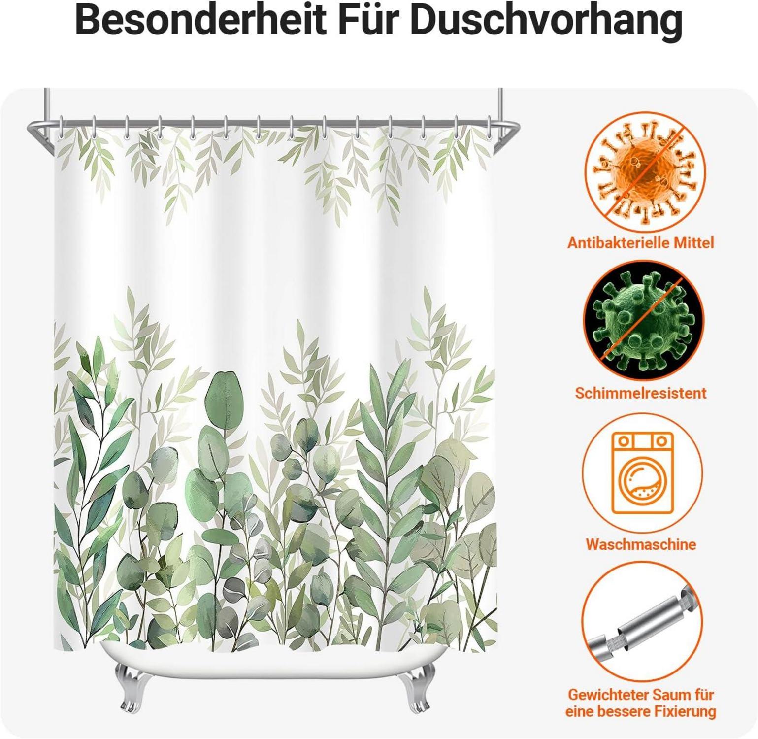 Duschvorhang Blätter 120x200cm Wasserdicht Antischimmel Polyester Textil