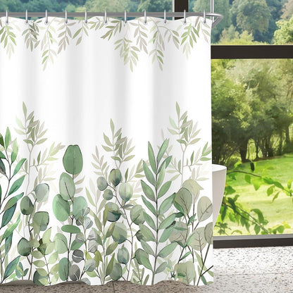 Duschvorhang Blätter 120x200cm Antischimmel Wasserdicht Textil 8 Ringe