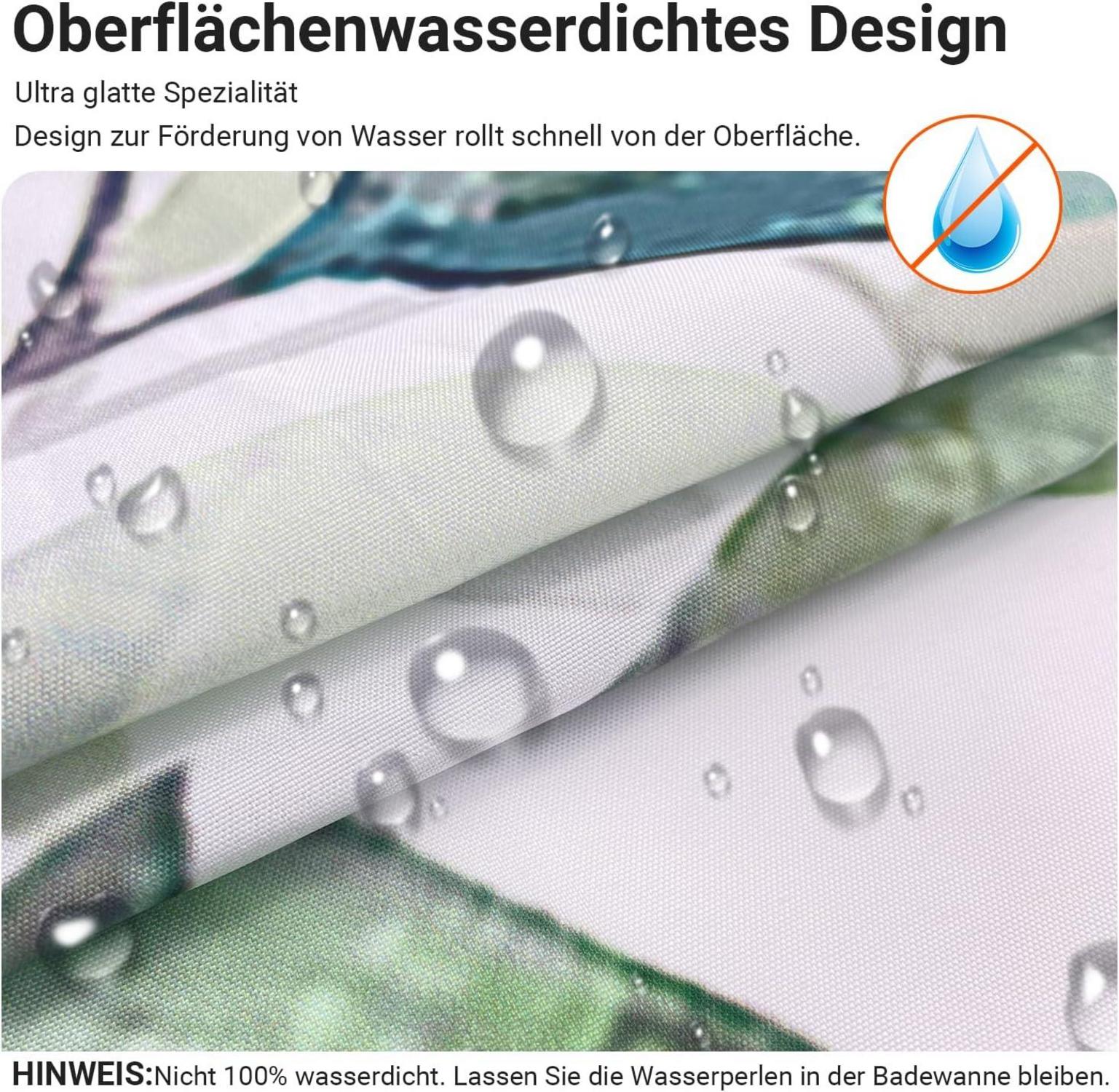 Duschvorhang Grüne Blätter 240x180cm Beschwerter Saum