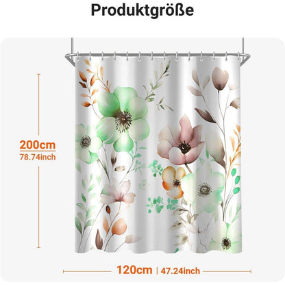 Duschvorhang Blumen Zeichnen 120x200cm Antischimmel Textil