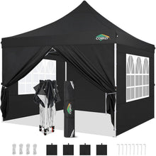 Faltpavillon 3x3m Wasserdicht mit 4 Seitenteilen Schwarz
