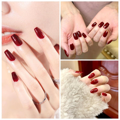 24 Stück Rote Press-On-Nägel - Glänzend - Künstliche Nägel - Acryl - French