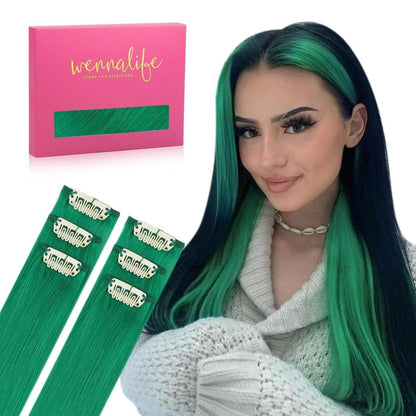 Grüne Clip-In Haarverlängerung – Remy Echthaar 55cm, 30g