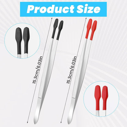 Pinzette Flacher Spitz Edelstahl PVC-beschichtet 2 Stück