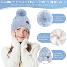 Winter Mütze, Schal & Handschuhe Set Damen - Himmelblau