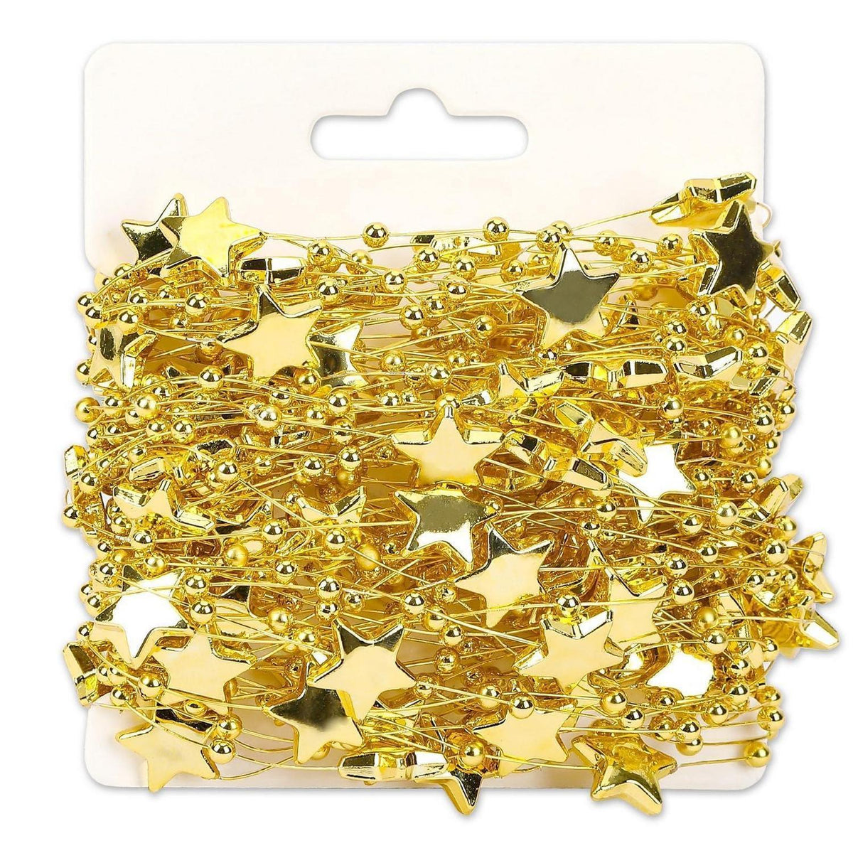 Goldene Sternen-Perlengirlande 20m – Weihnachtsbaum & Partydeko
