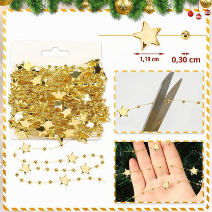 Goldene Sternen-Perlengirlande 20m – Weihnachtsbaum & Partydeko