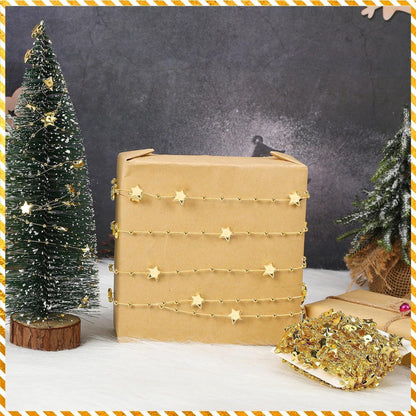 Goldene Sternen-Perlengirlande 20m – Weihnachtsbaum & Partydeko