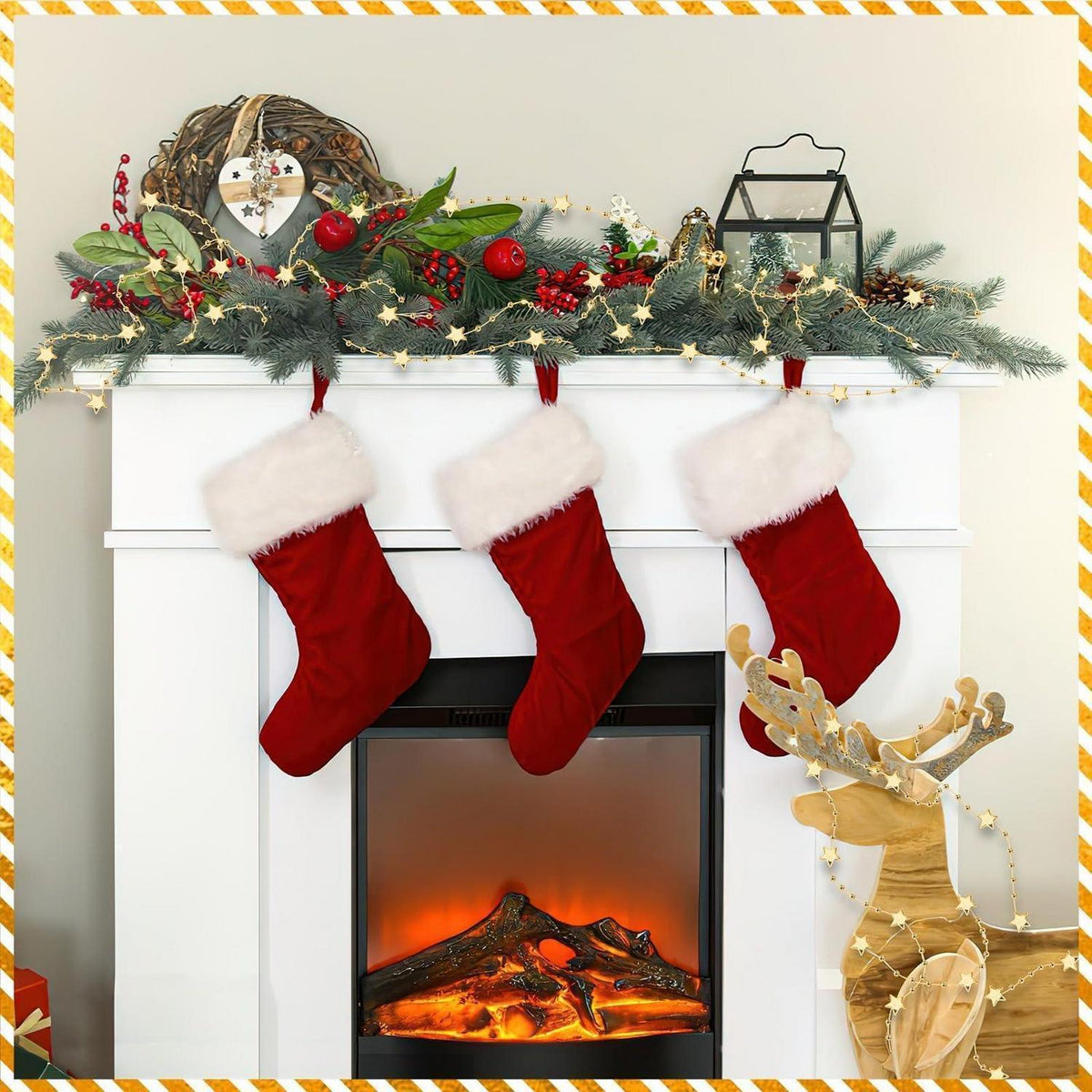 Goldene Sternen-Perlengirlande 20m – Weihnachtsbaum & Partydeko