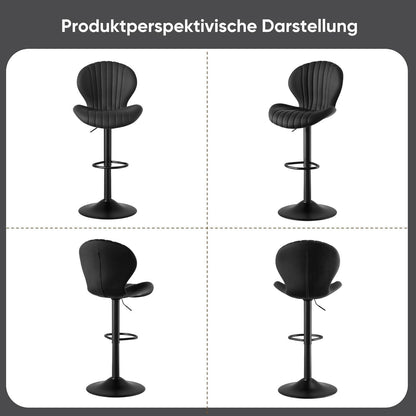 Verstellbarer Barhocker 4er Set mit Fußstütze & 360° Drehung