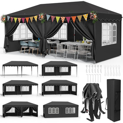 3x6 Faltpavillon wasserdicht – Gartenpavillon mit Seitenteilen