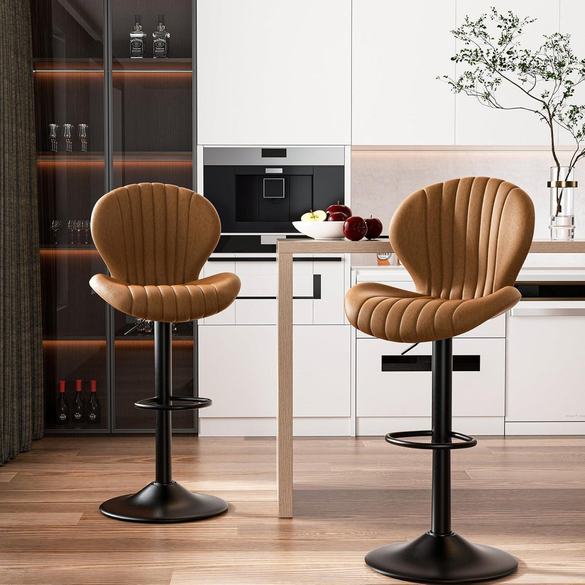 Verstellbarer Barhocker 4er Set mit Fußstütze & 360° Drehung