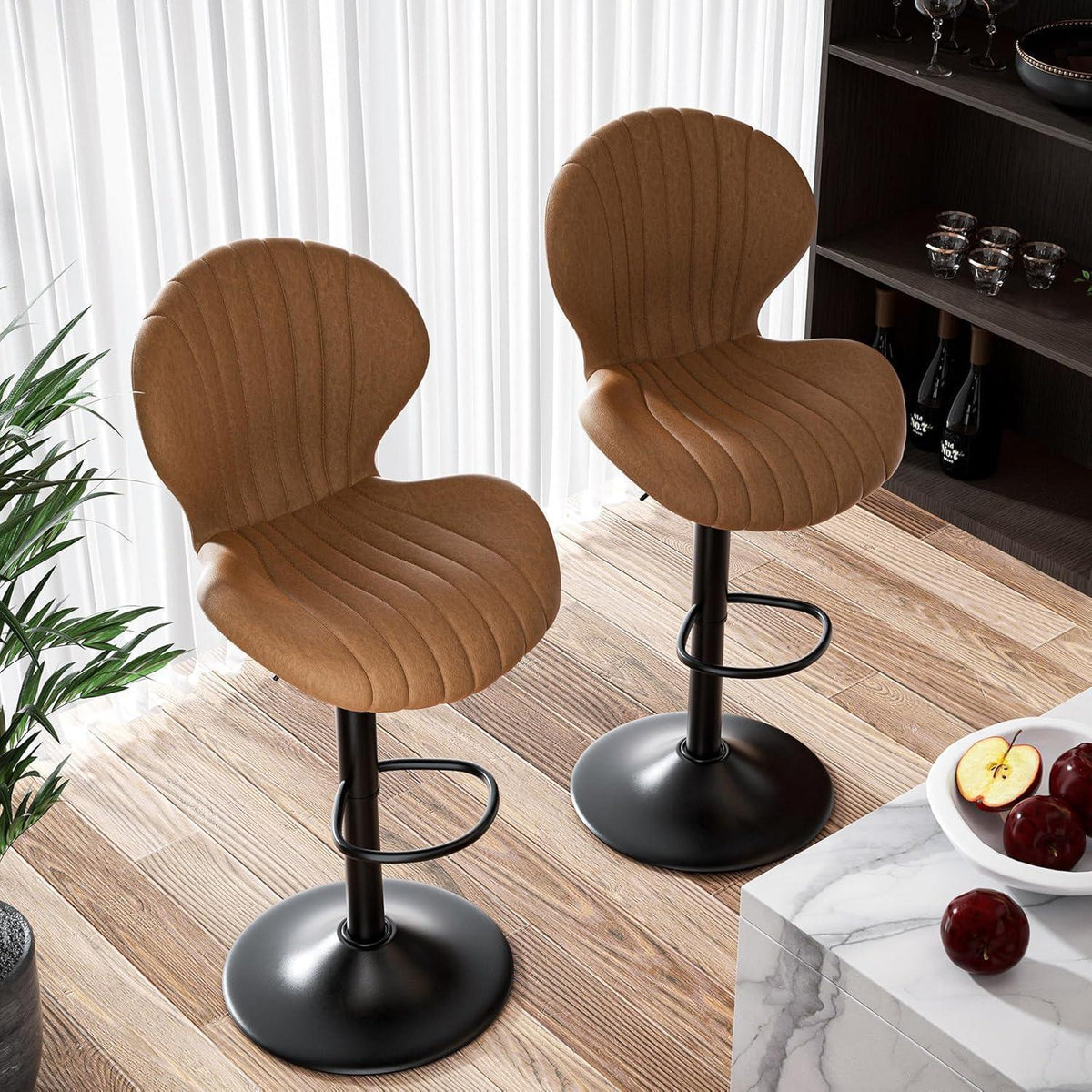 Verstellbarer Barhocker 4er Set mit Fußstütze & 360° Drehung