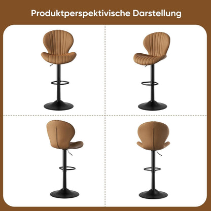 Verstellbarer Barhocker 4er Set mit Fußstütze & 360° Drehung