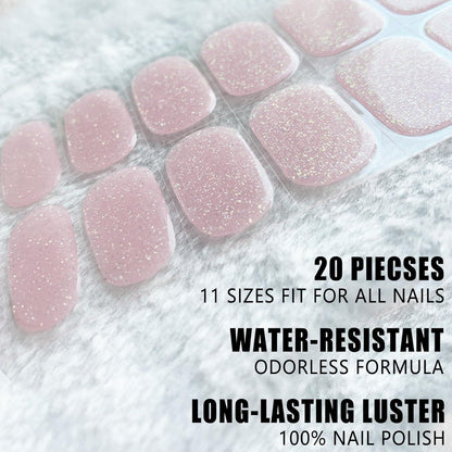 22er UV Gel Nagelfolien Set – Französisch Rosa Glitzer Nageldesign