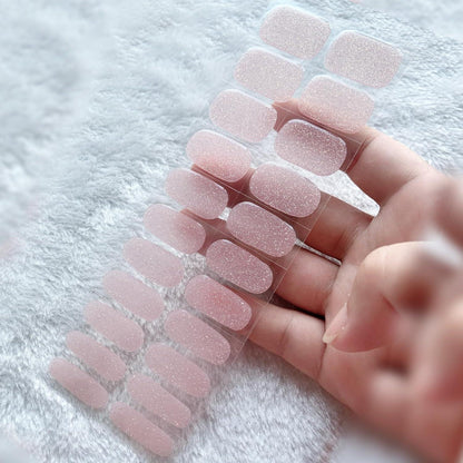 22er UV Gel Nagelfolien Set – Französisch Rosa Glitzer Nageldesign