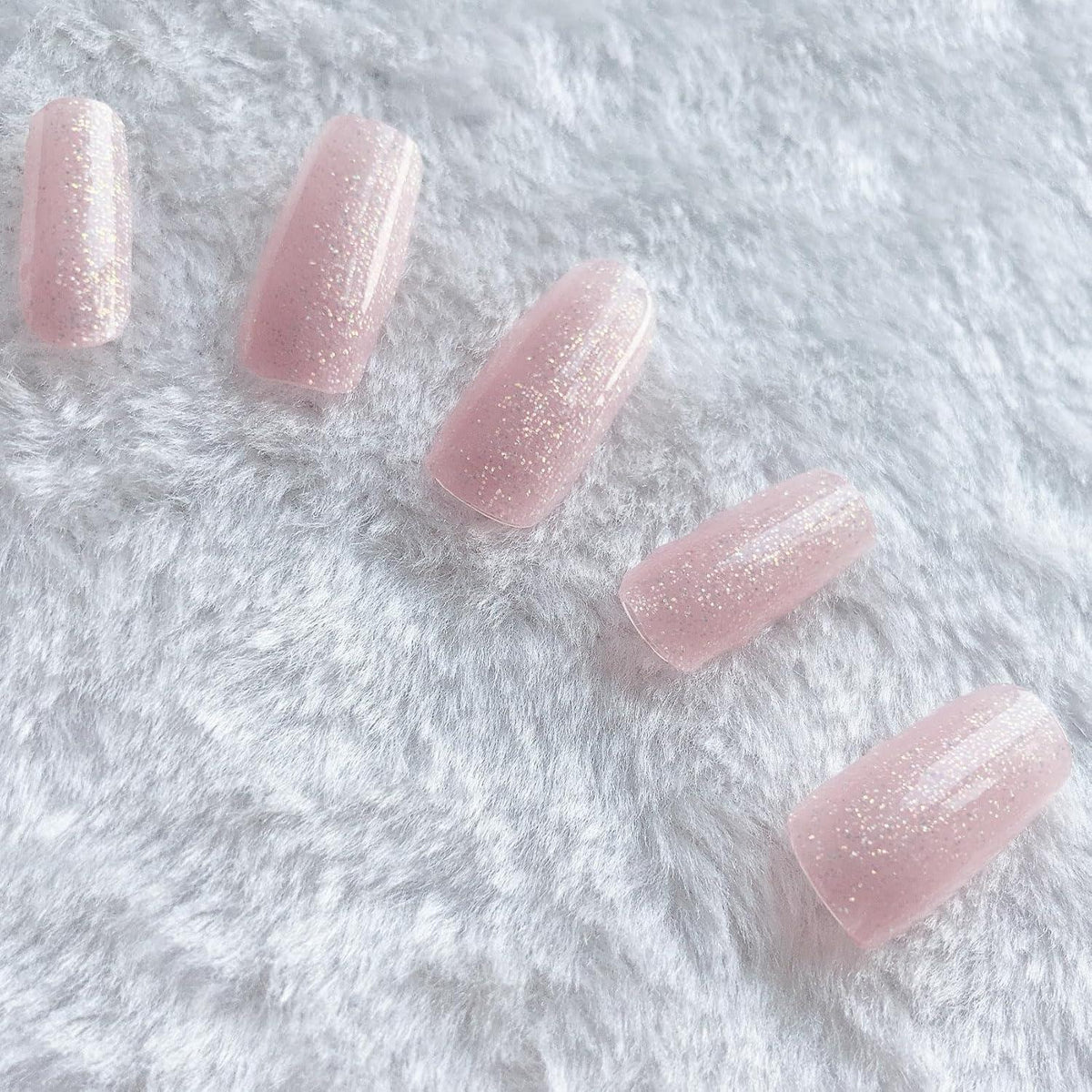 22er UV Gel Nagelfolien Set – Französisch Rosa Glitzer Nageldesign