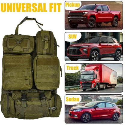Taktischer Auto-Sitz Organizer mit MOLLE Taschen & Zubehör