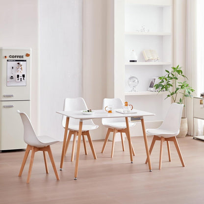 8er Set Moderne Esszimmerstühle Weiß mit Buchenbeinen