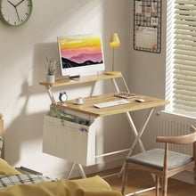 Klappbarer Schreibtisch 60cm mit Regal und Tasche, Eiche