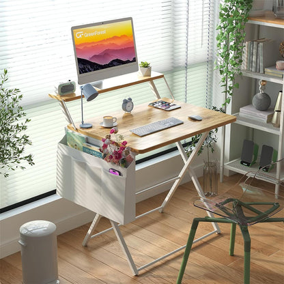 Schreibtisch Klappbar 60 cm Bürotisch Regal Aufbewahrungstasche Eiche