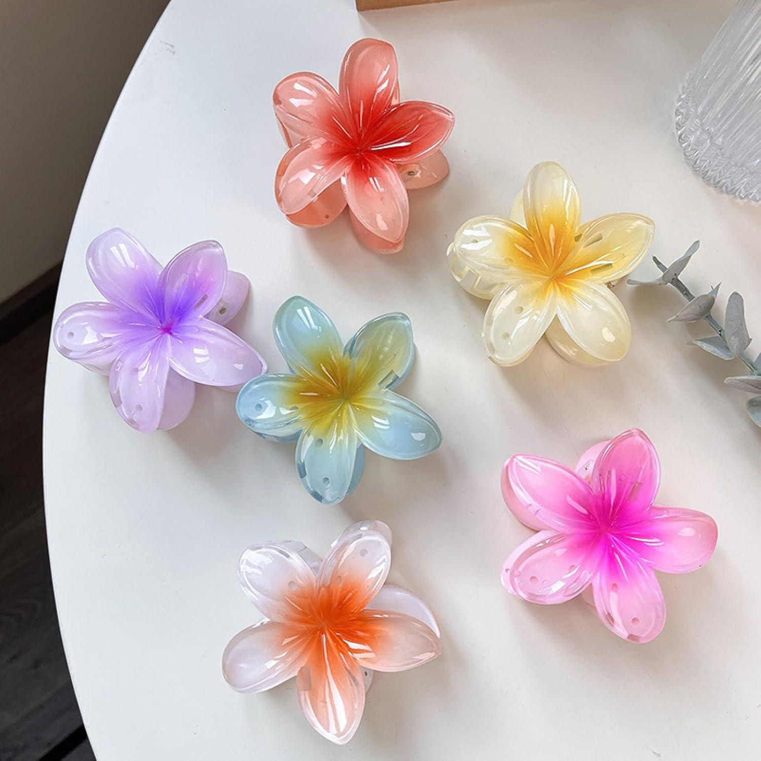 Blumen-Haarklammern 6 Stück Acryl Mehrfarbig Rutschfest