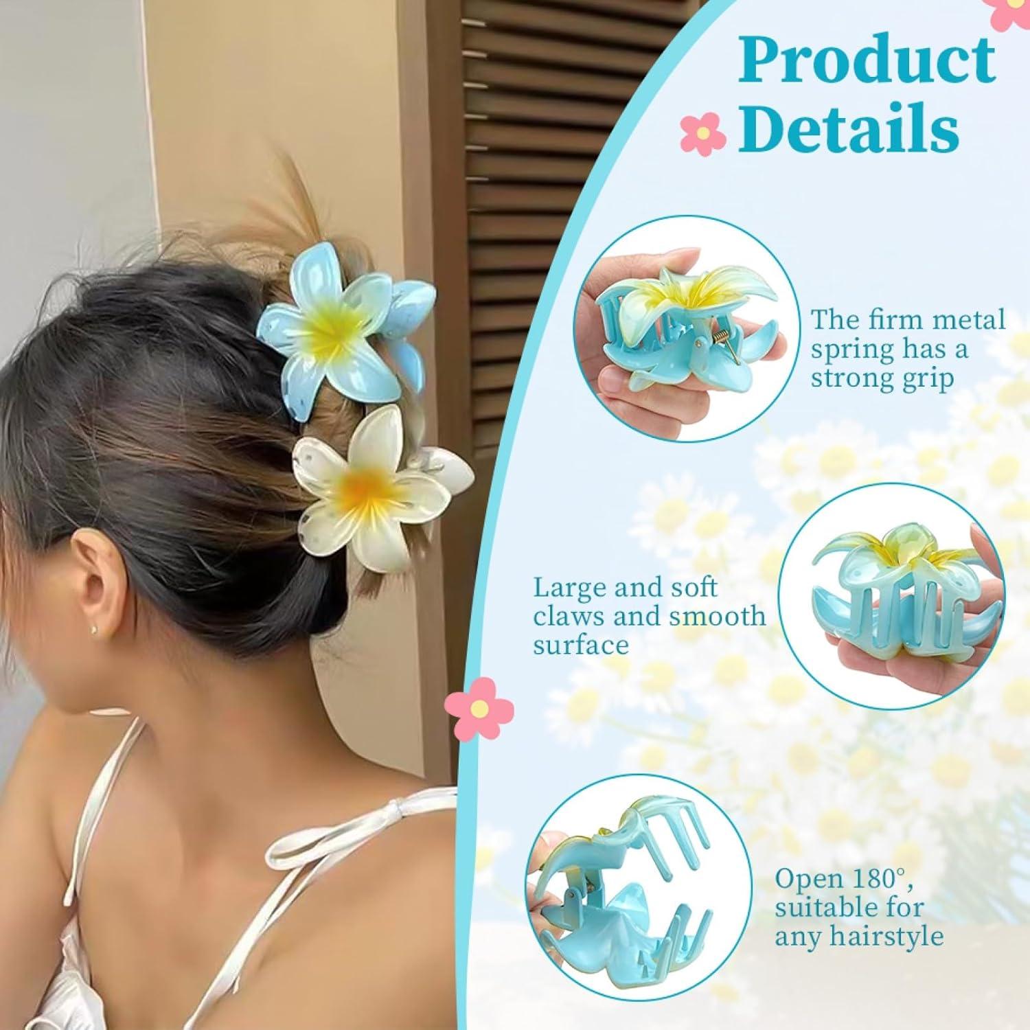 Blumen-Haarklammern Set Acryl Hawaii Haarspangen Damen Halt
