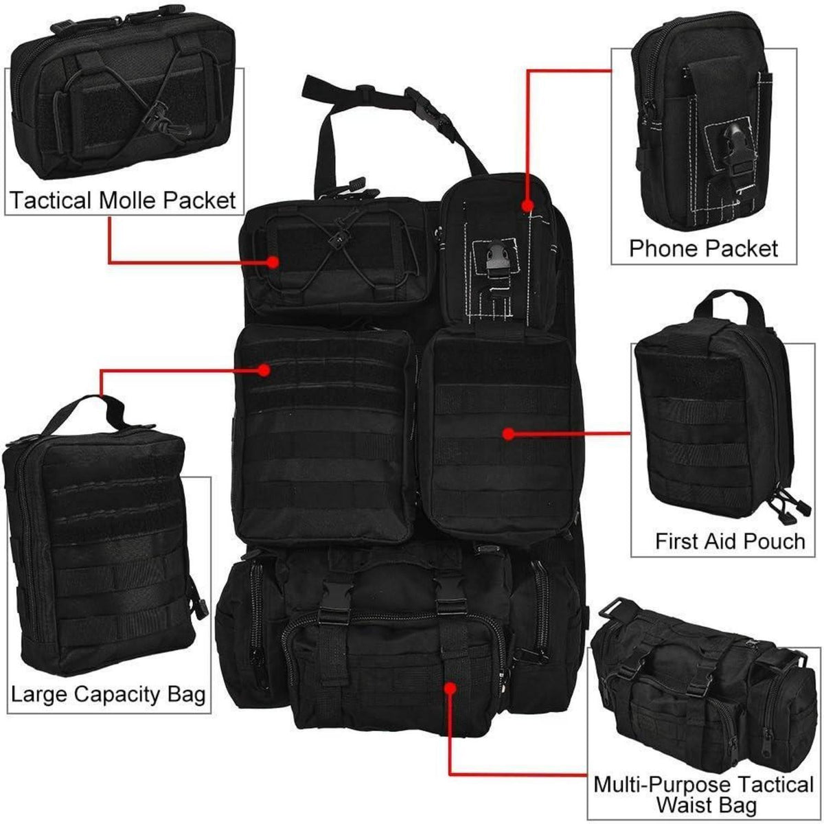 Taktischer Auto-Organizer mit 5 Taschen – Rücksitz-Aufbewahrung