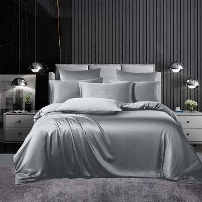 Satin Bettwäsche Set 135x200 Hellgrau 2-teilig Luxus