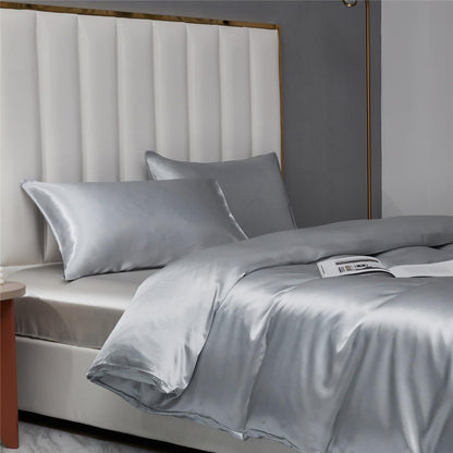 Satin Bettwäsche Set 135x200 Hellgrau 2-teilig Luxus