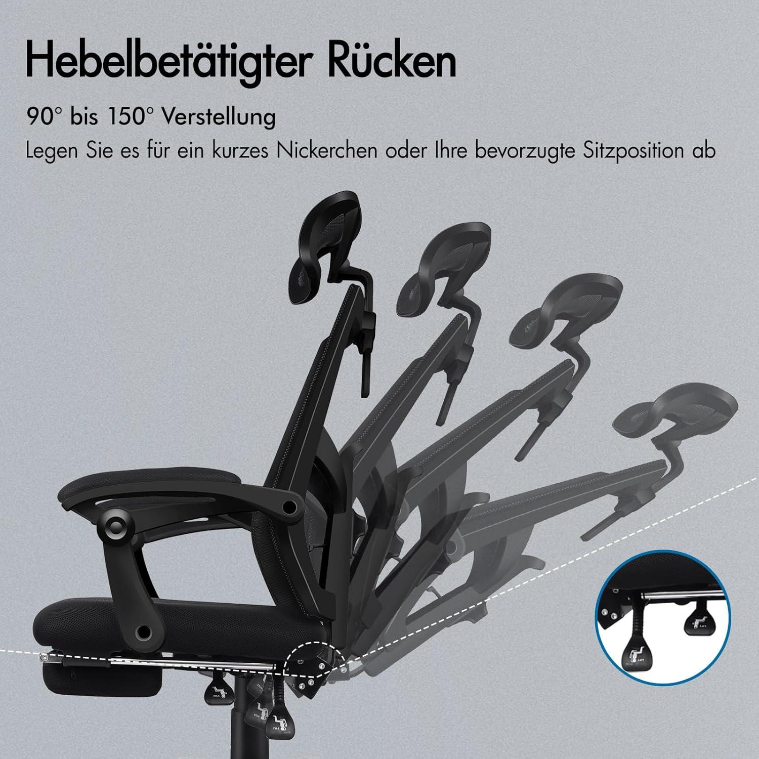 Ergonomischer Bürostuhl 180kg Gaming Weiß Brad - ALFORDSON