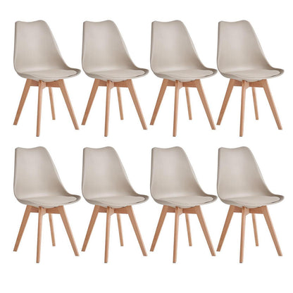 8 Esszimmerstühle Modern, Khaki, Buchenbeine & Polsterung