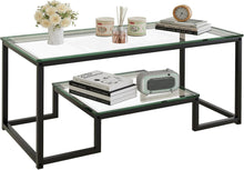 Moderne 2-Ebenen Glastisch 100x48x45 Schwarz